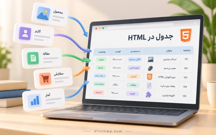 تصویر شاخص آموزش جدول HTML با ساختار سطر و ستون