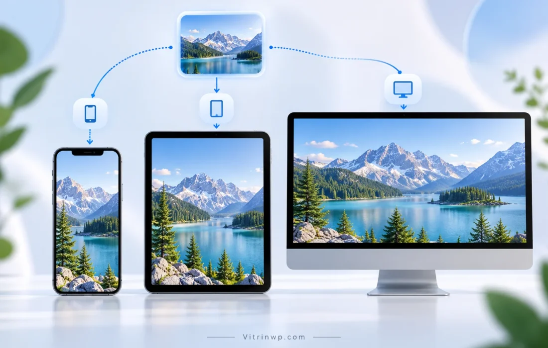 تصویر شاخص آموزش Responsive Images با نمایش نسخه‌های مختلف تصویر برای موبایل و دسکتاپ
